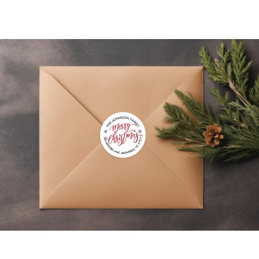 Klassieke Ronde Kerstkaart Retouradres Sticker