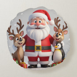 Klassieke Ronde Kerstkussen in Rood en Groen Rond Kussen