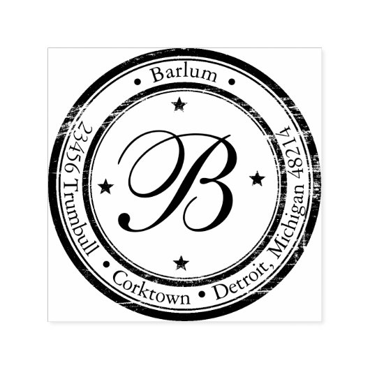 Klassieke ronde monogram Self-Inking Adresstempel Zelfinktende Stempel (Design)