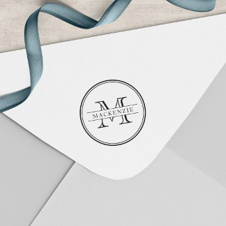 Klassieke Ronde Rand Lijnen Monogram Zelfinktende Stempel