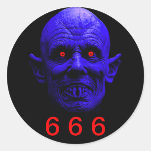 Klassieke ronde sticker, 6 6 6 sticker