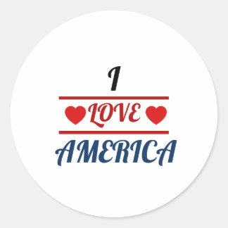 Klassieke Ronde Sticker - Ik Hou van Amerika