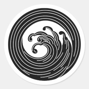 Klassieke ronde sticker met draaikolkachtige golfc