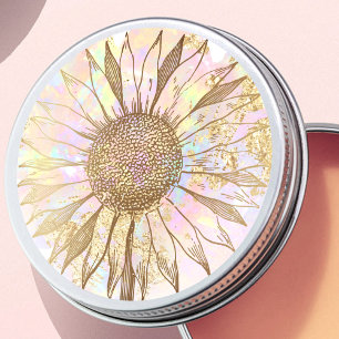 klassieke ronde sticker met zonnebloemontwerp