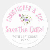 Klassieke Ronde Sticker 'Save the Date' (Voorkant)