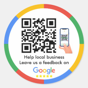 Klassieke Ronde Sticker van Google Review QR