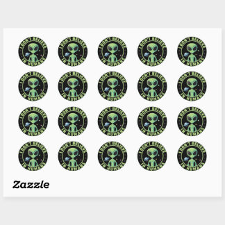 Klassieke Ronde Stickers – Buitenaardse Ruimtesche