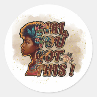 Klassieke ronde stickers – Meid, je kunt het!