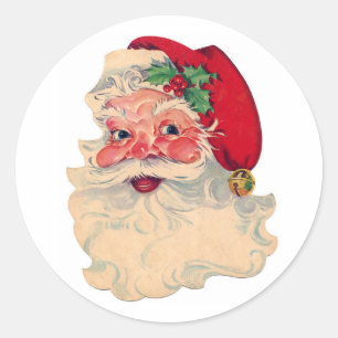 KLASSIEKE RONDE STICKERS RETRO Kerstman