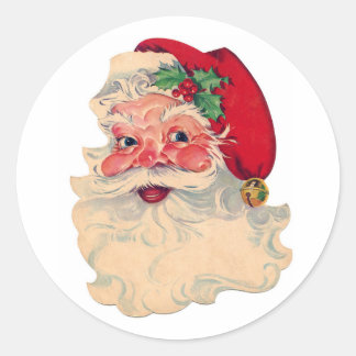 KLASSIEKE RONDE STICKERS RETRO Kerstman