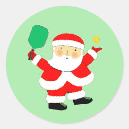 Klassieke rondskistster met pickleball-kerstmis ronde sticker