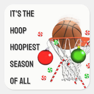 Klassieke rondskistster voor Basketball Kerstmis Vierkante Sticker