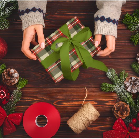 Klassieke rood en groen geplakte kerstvakantie cadeaupapier