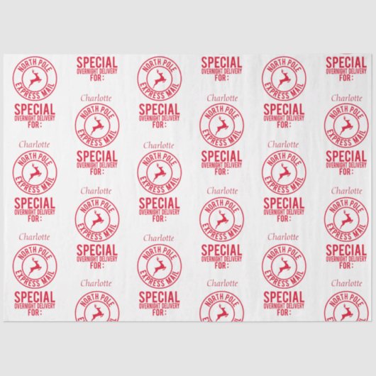 Klassieke rood-witte naam van de Noordpool Tissuepapier (Voorkant)