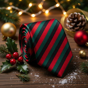 Klassieke Rood Zwart Groen Gestreept Stropdas