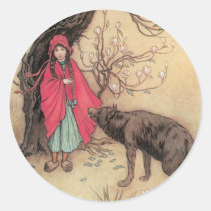 Klassieke Roodkapje door Warwick Goble Ronde Sticker