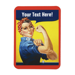 Klassieke Rosie de Riveter met je woorden Magneet