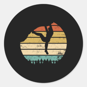 Klassieke Rotsklimmer Bergbeklimmer Retro Bould Ronde Sticker
