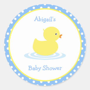 Klassieke roun van Cute Blue en Yellow Duck Baby s Ronde Sticker