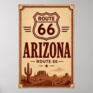 Klassieke Route 66 Arizona Woestijn Weg Kunst Poster