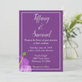 Klassieke Royal Paars Floral Wedding Kaart (Staand voorkant)
