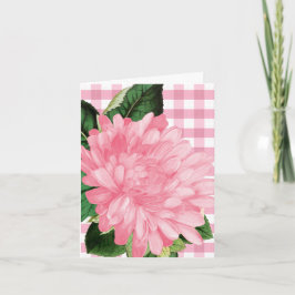 Klassieke roze bloem geruite patroon briefkaart