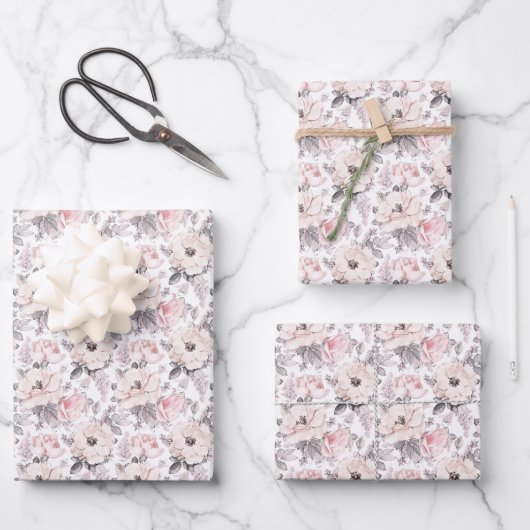 Klassieke roze en grijs patroon inpakpapier vel (Voorkant)