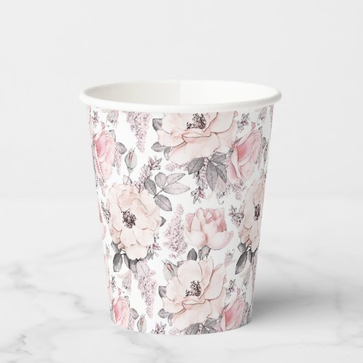 Klassieke roze en grijs patroon papieren bekers (Links)