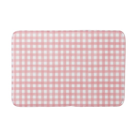 Klassieke Roze en Witte Gingham Plaid Patterned Badmat (Voorkant)