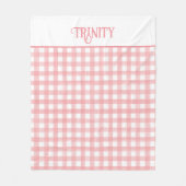 Klassieke Roze en Witte Gingham Plaid Patterned Fleece Deken (Voorkant)