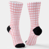 Klassieke Roze en Witte Gingham Plaid Patterned Sokken (Gebogen)