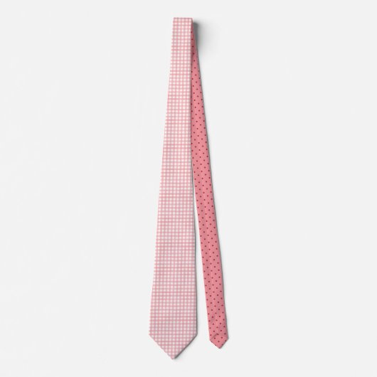 Klassieke Roze en Witte Gingham Plaid Patterned Stropdas (Voorkant)