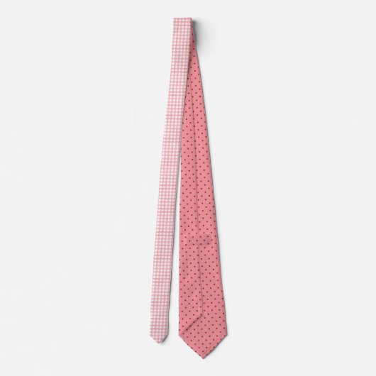 Klassieke Roze en Witte Gingham Plaid Patterned Stropdas (Achterkant)