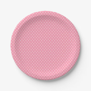 Klassieke roze en witte Polka Dot Borden Papieren Bordje