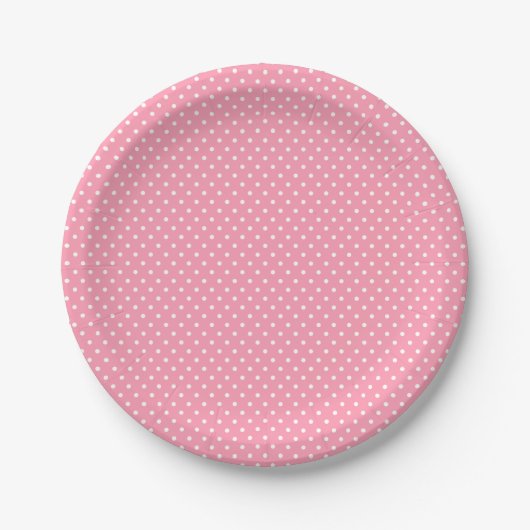 Klassieke roze en witte Polka Dot Borden Papieren Bordje (Voorkant)