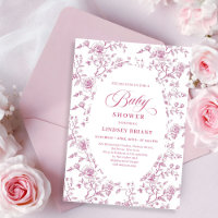 Klassieke Roze en Witte Rozen Toile Baby Shower