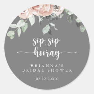 Klassieke roze Floral Sip Sip Hooray Vrijgezellenf Ronde Sticker