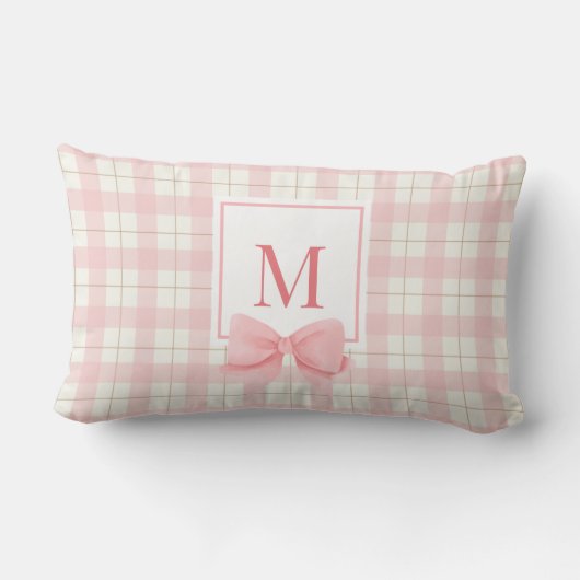 Klassieke Roze Geruite Monogram Kraamkamer Kussen (Achterkant)