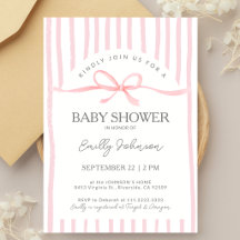Klassieke Roze Gestreepte Lint Baby Shower