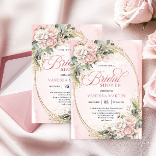 Klassieke roze gouden eucalyptus bruidsfeest uitno kaart