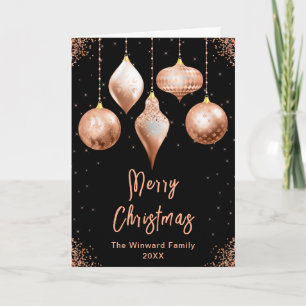 Klassieke Roze Gouden Kerstversiering Prettig Kers Feestdagen Kaart
