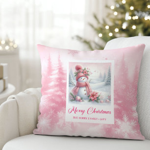 Klassieke Roze Kerst Cozy Winter Woud Kinderen Cad Kussen