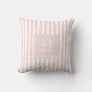 Klassieke roze monogram streep pastel & preppy kussen