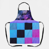 Klassieke roze Paarse geruite tropische varens Schort (Voorkant)