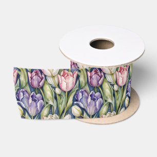 Klassieke roze, paarse, witte tulpen lint