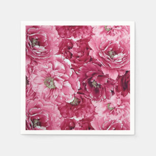 Klassieke roze pioenen clusters Floral Napkins Servet