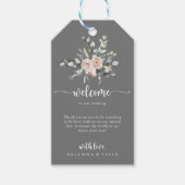 Klassieke roze Rose Floral Gray Weddenschap Welkom Cadeaulabel (Voorkant)