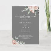 Klassieke roze Rose Floral Grey Folded Programma (Voorkant)