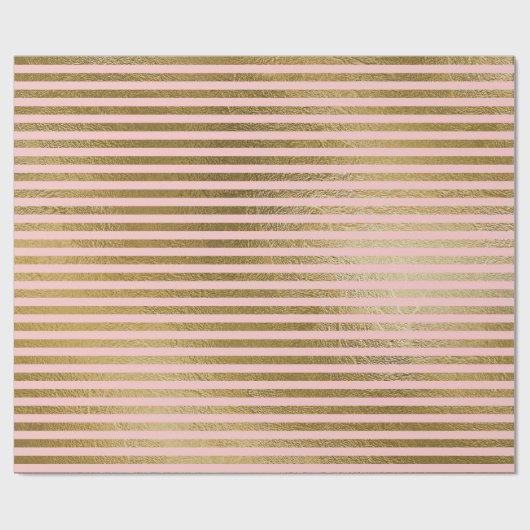 Klassieke roze roze gouden lijnen Stripes Parijs Cadeaupapier (Vlak)