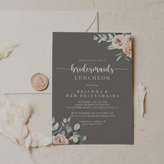 Klassieke roze roze grijze bridesmaids Luncheon Kaart